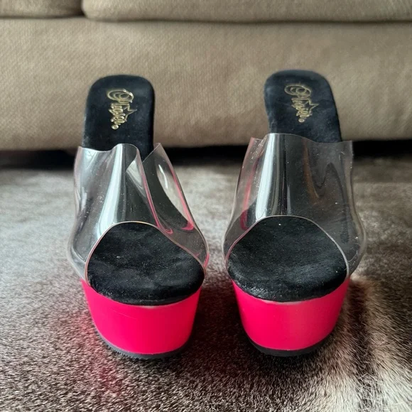 Adore-701UV Pink Platform Mules - Picture 2 of 9